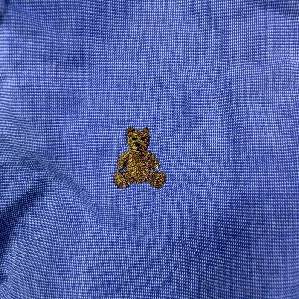 Gap Boys' Blue Long Sleeve with Iconic Brannan Bear Oxford Shirt